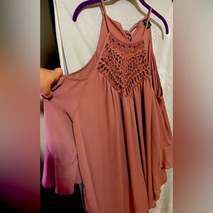 Peek a boo sleeve high neck
